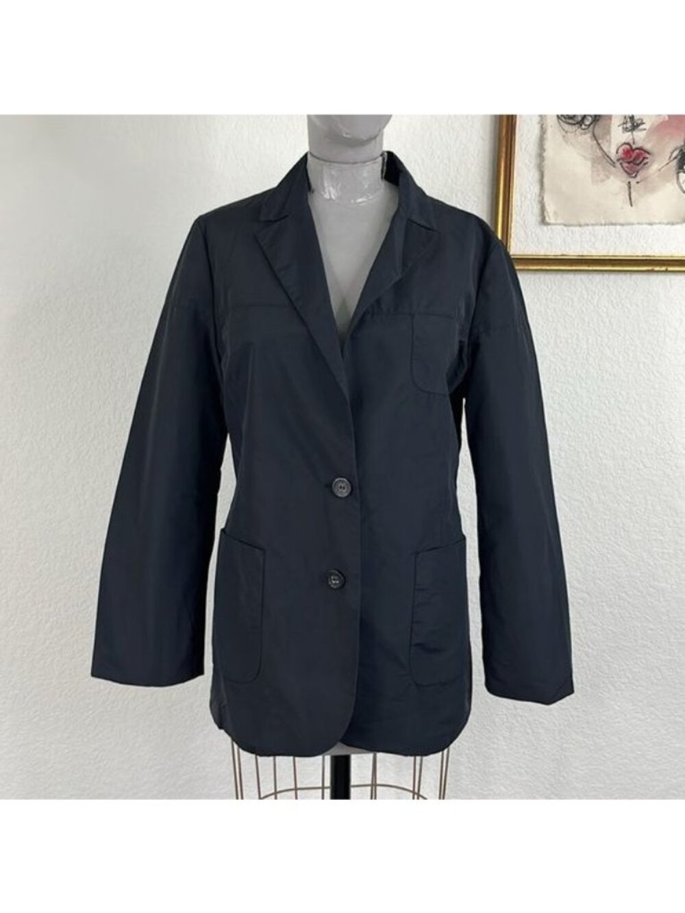 Jil Sander Nylon Slicker 2 Button High Lapel Blazer Jacket